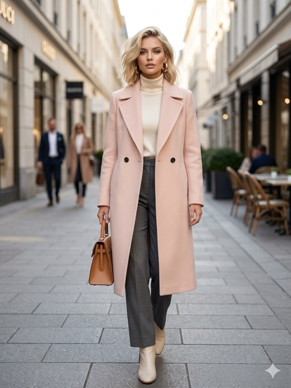 Club Monaco Daylina Light Blush Double-Breasted Wool Pea Coat
